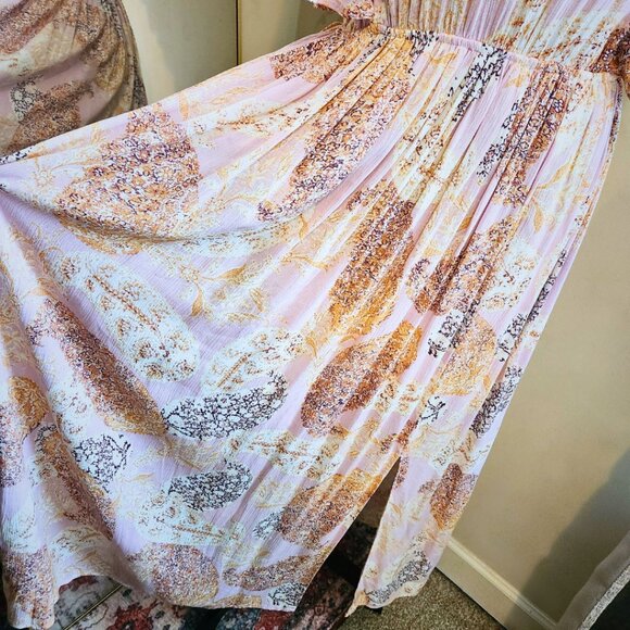Gigio USA Mauve Paisley Print Dress Flutter Sleeves | Boho & Fairycore | Size S - Picture 6 of 16